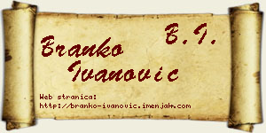 Branko Ivanović vizit kartica